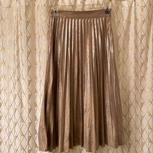 Gold/Silver Pleated Midi Skirt